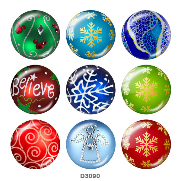 20MM Christmas glass snaps buttons
