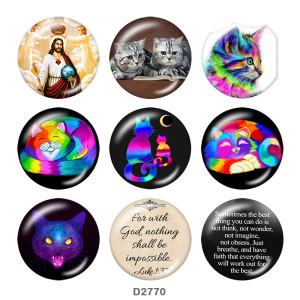 20MM cat Print glass snaps buttons