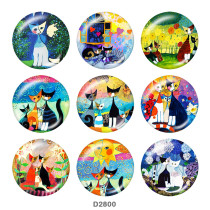 20MM cat Print glass snaps buttons