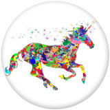 20MM unicorn Print glass snaps buttons