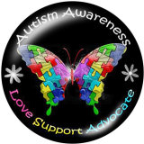 20MM autism care Print glass snaps buttons