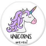 20MM unicorn Print glass snaps buttons
