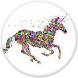 20MM unicorn Print glass snaps buttons
