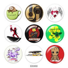20MM cartoon Print glass snaps buttons