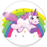 20MM unicorn Print glass snaps buttons