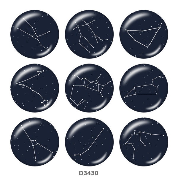 20MM Birthstone12 constellations glass snap bottom