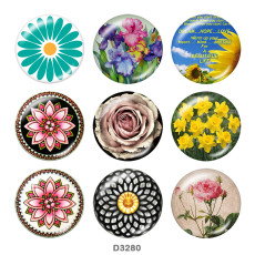 20MM flower Print glass snaps buttons