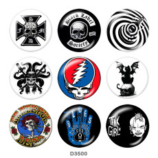 20MM skull Print glass snaps buttons