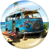 20MM School Bus car Print glass snaps buttons