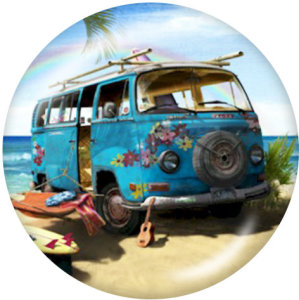 20MM School Bus car Print glass snaps buttons