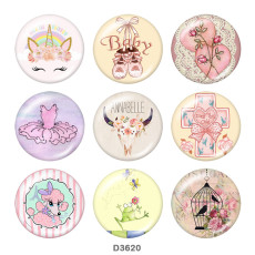 20MM unicorn Print glass snaps buttons