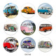 20MM School Bus car Print glass snaps buttons