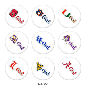 20MM Team logo Print glass snaps buttons