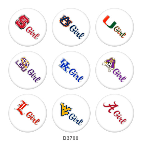 20MM Team logo Print glass snaps buttons