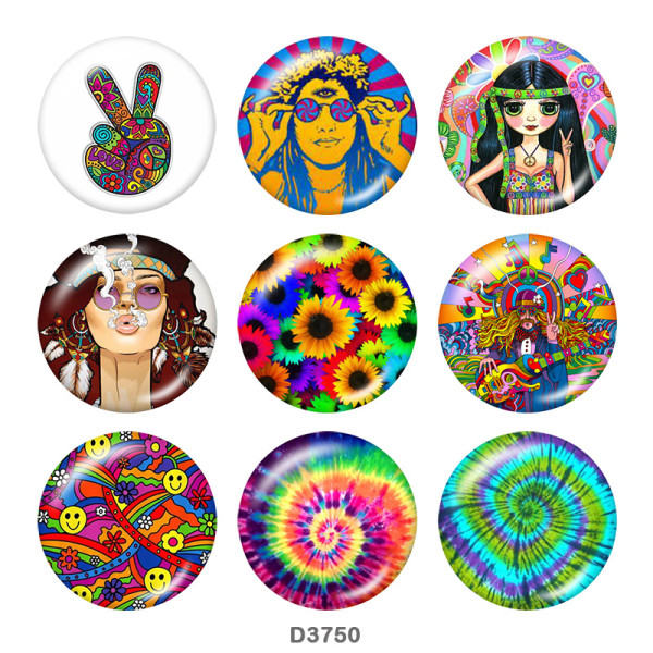 20MM Colorful Print glass snaps buttons