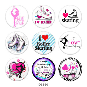 20MM skate  Print glass snaps buttons