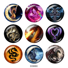 20MM dragon Print glass snaps buttons