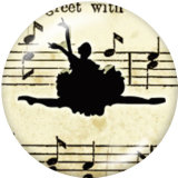 20MM Ballet  Print glass snaps buttons
