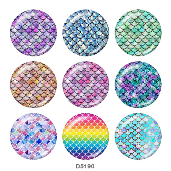 20MM  Pattern  Print glass snaps buttons Beach Ocean