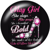 20MM  words  Ribbon  Print glass snaps buttons