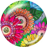 20MM  Flower  Print glass snaps buttons