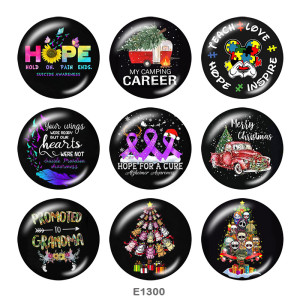 20MM  Christmas  Print glass snaps buttons