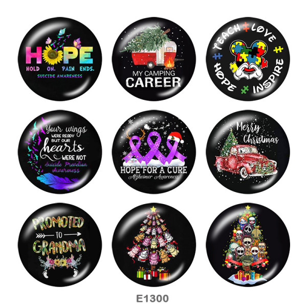 20MM  Christmas  Print glass snaps buttons