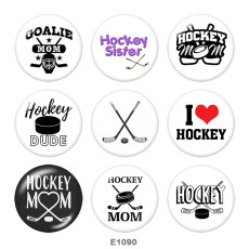 20MM  Hockey  Print glass snaps buttons