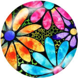 20MM  Flower  Print glass snaps buttons