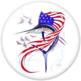 20MM  USA  Flag  Print glass snaps buttons Independence Day