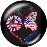 20MM  USA Eagle  Flag Print glass snaps buttons Independence Day