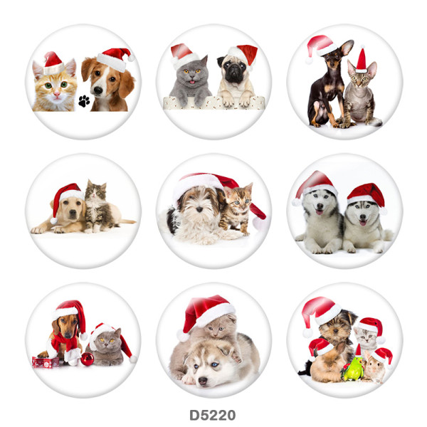 20MM  Christmas  Print glass snaps buttons