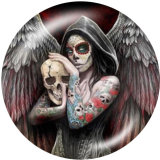 20MM  skull  Print glass snaps buttons