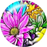20MM  Flower  Print glass snaps buttons