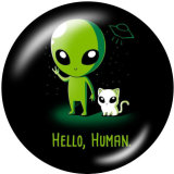 20MM  Hello Human  Print glass snaps buttons