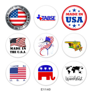 20MM  USA  Flag  Print glass snaps buttons Independence Day