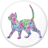20MM cat Print glass snaps buttons