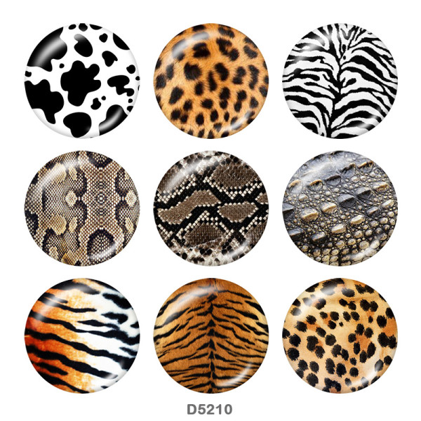 20MM  Animal pattern   Print glass snaps buttons