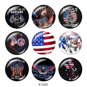 20MM  USA  Flag  Print glass snaps buttons Independence Day