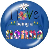 20MM  MIMI MOM MEME NANA Flower  Print glass snaps buttons