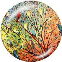20MM  Hummingbird   Print  glass snaps buttons