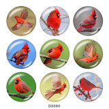 20MM  bird  Print glass snaps buttons
