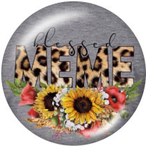 20MM  MIMI MOM MEME NANA Flower  Print glass snaps buttons