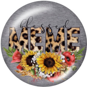 20MM  MIMI MOM MEME NANA Flower  Print glass snaps buttons