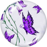 20MM Flower  Butterfly  Print glass snaps buttons