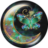 20MM  Love  Butterfly  Print glass snaps buttons