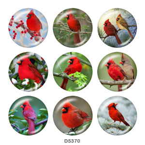 20MM  bird  Print glass snaps buttons