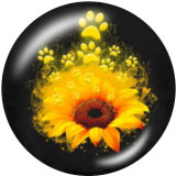 20MM   Flower  Butterfly  Print glass snaps buttons