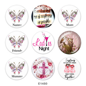 20MM  Cross  Butterfly  Print glass snaps buttons