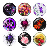 20MM Flower  Butterfly  Print glass snaps buttons